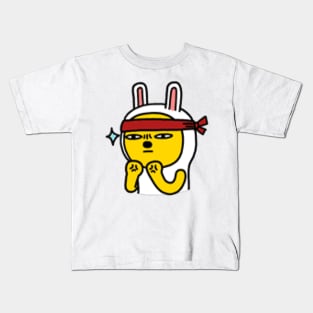 KakaoTalk Friends Muzi (무지) Red Sweat Band Holding Fist Kids T-Shirt